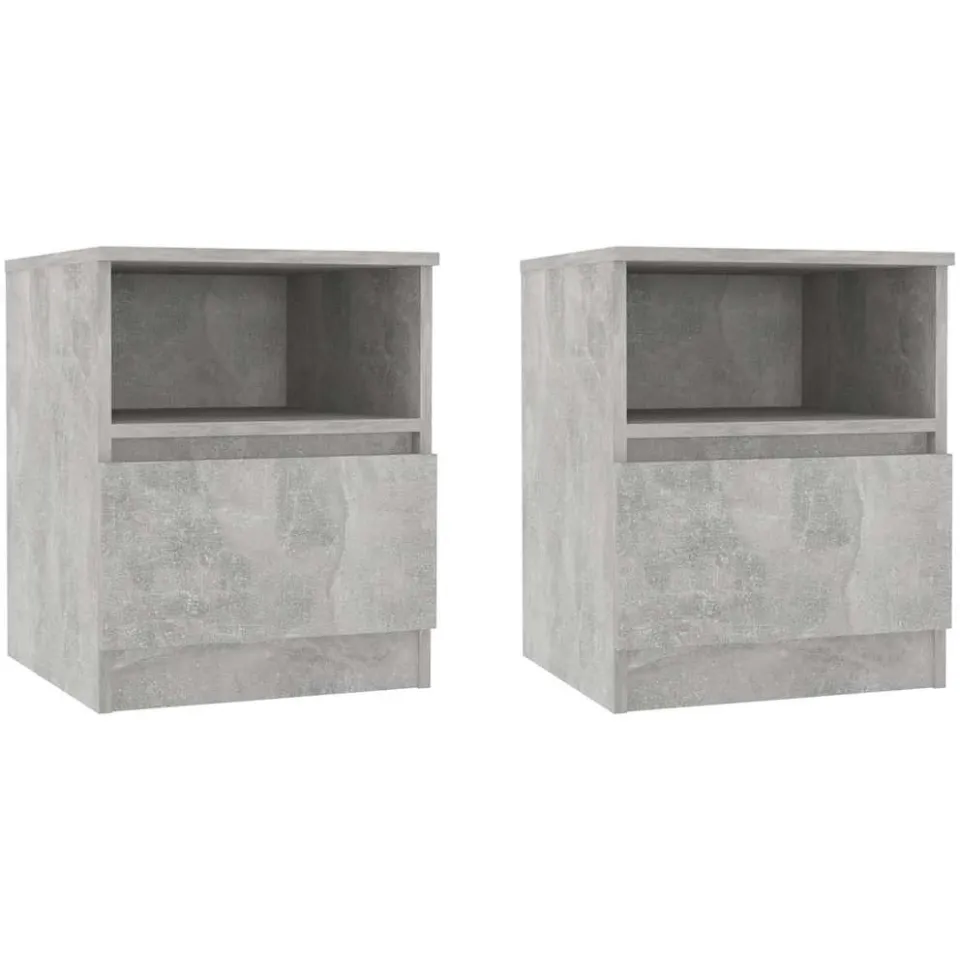vidaXL Nachtkastjes 2 st 40x40x50 cm bewerkt hout betongrijs grijs, foto 3