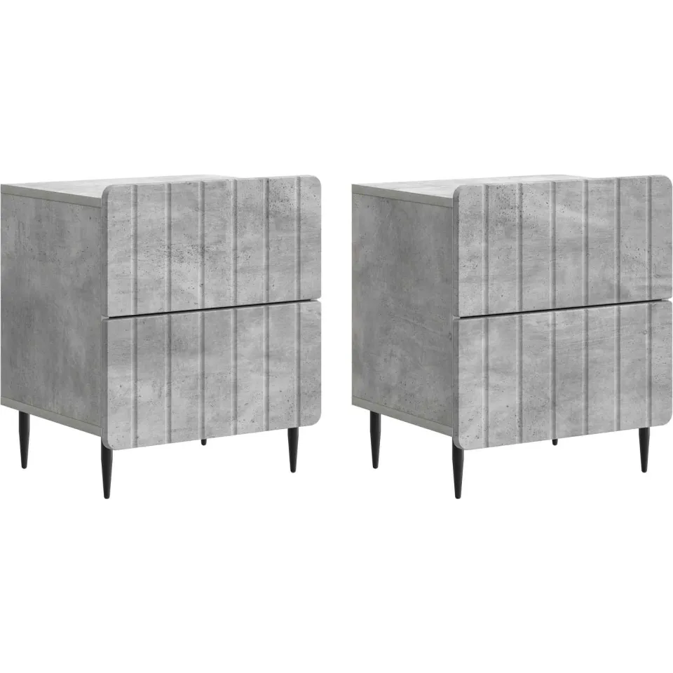vidaXL Nachtkastje 2 st Betongrijs 43 x 34,5 x 49,5 cm Bewerkt hout