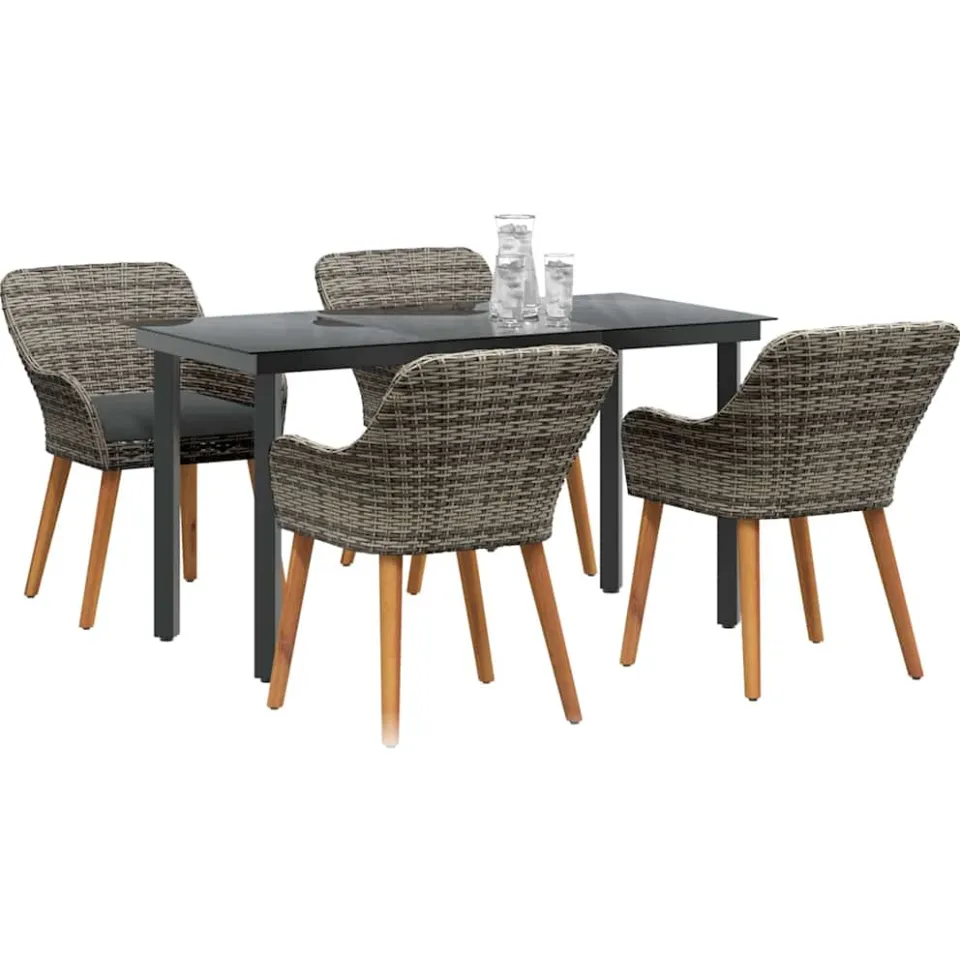 vidaXL Tuin eettafelset 5 st Grijs poly rattan