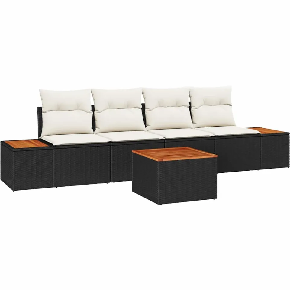 vidaXL Tuin Sofa Set 5 st Zwart Poly riet