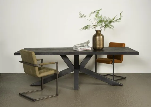 Tower Living Eettafel Sovana - Rechthoek Zwart Hout - 260x100x78cm