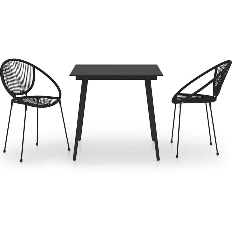 vidaXL 3-delige Tuinset PVC-rattan zwart
