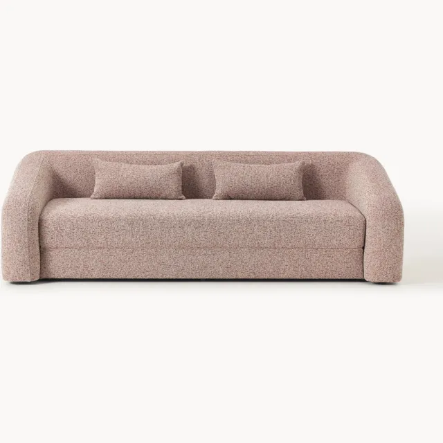 Westwing Collection Bouclé slaapbank Eliot (3-zits) Wijnrood