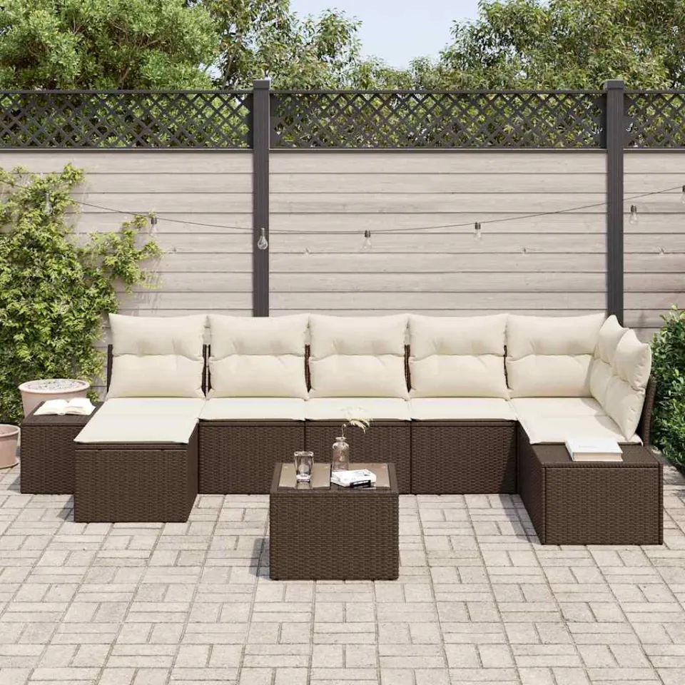 vidaXL Tuin Sofa Set 7 st Bruin poly rattan, foto 3