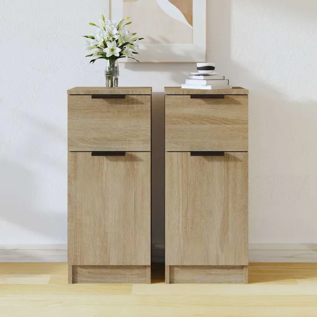vidaXL Dressoirs 2 st 30x30x70 cm bewerkt hout sonoma eikenkleurig, foto 2