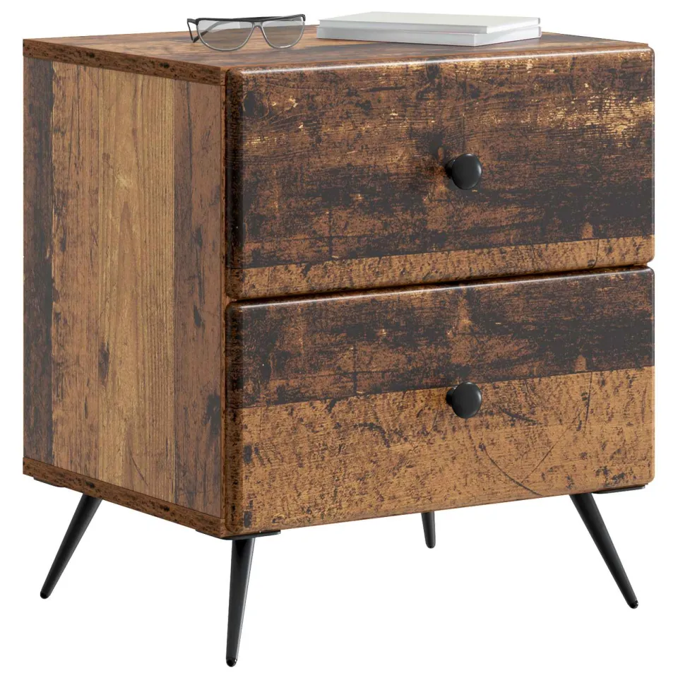 vidaXL Nachtkastje 2 st Oud hout 43 x 34,5 x 47,5 cm Bewerkt hout Bruin