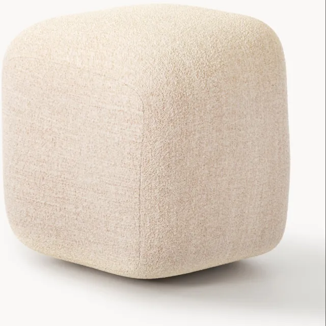 Westwing Collection Hoge bouclé poef Wolke Roze