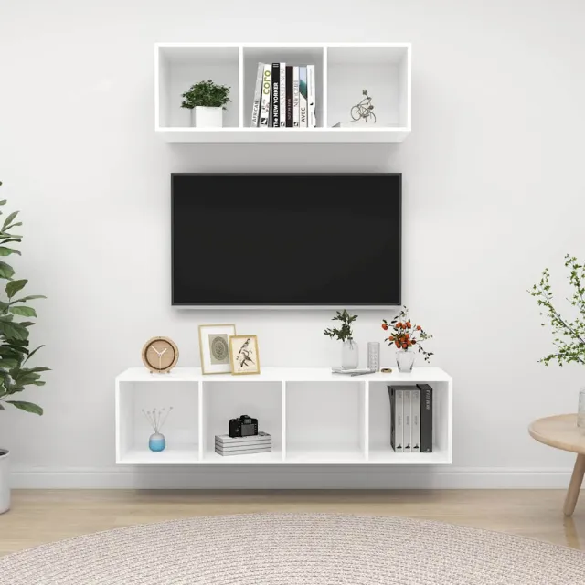 vidaXL 2-delige Tv-meubelset bewerkt hout wit, foto 2