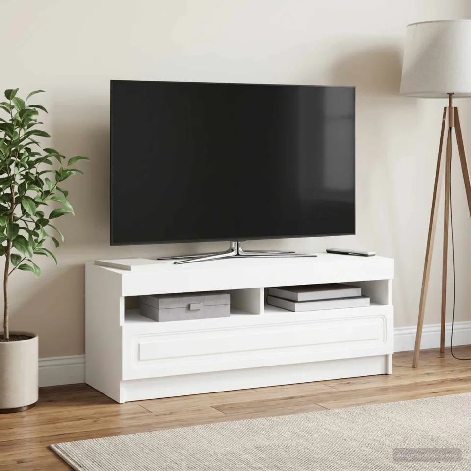 vidaXL LED tv-meubel Wit Bewerkt hout, foto 4