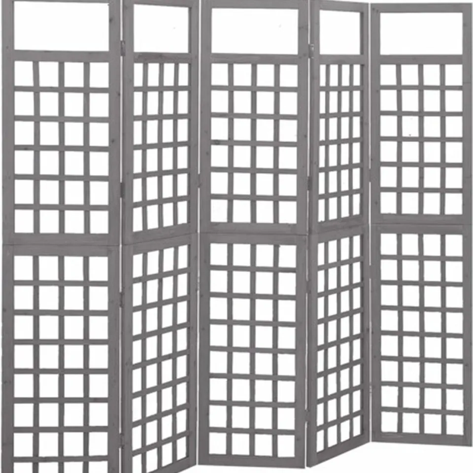 vidaXL Kamerscherm/trellis met 5 panelen 201,5x180 cm vurenhout grijs, foto 2