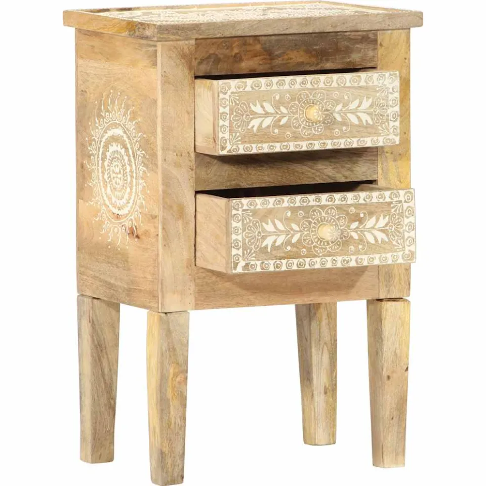 vidaXL Nachtkastje handgeschilderd 40x30x60 cm massief mangohout Bruin
