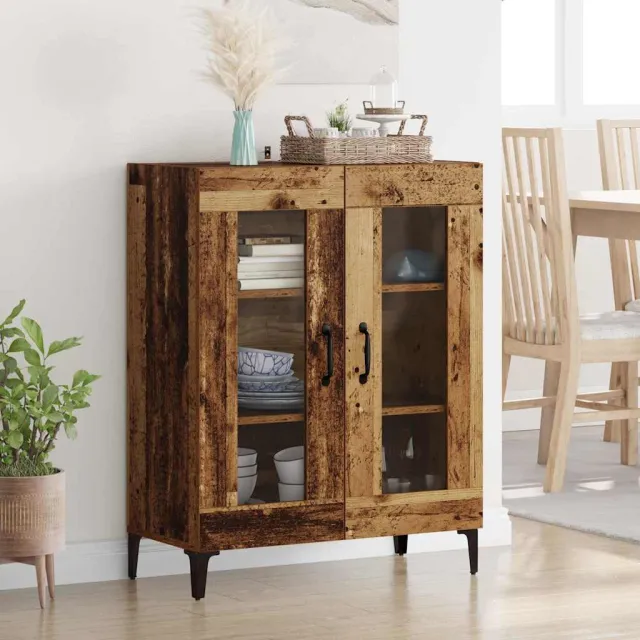 vidaXL Dressoir Oud Hout 69,5 x 34 x 90 cm Gemonteerd hout en ijzer bruin, foto 2
