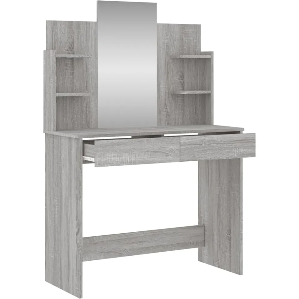 vidaXL Kaptafel met spiegel 96x39x142 cm grijs sonoma eikenkleurig, foto 4