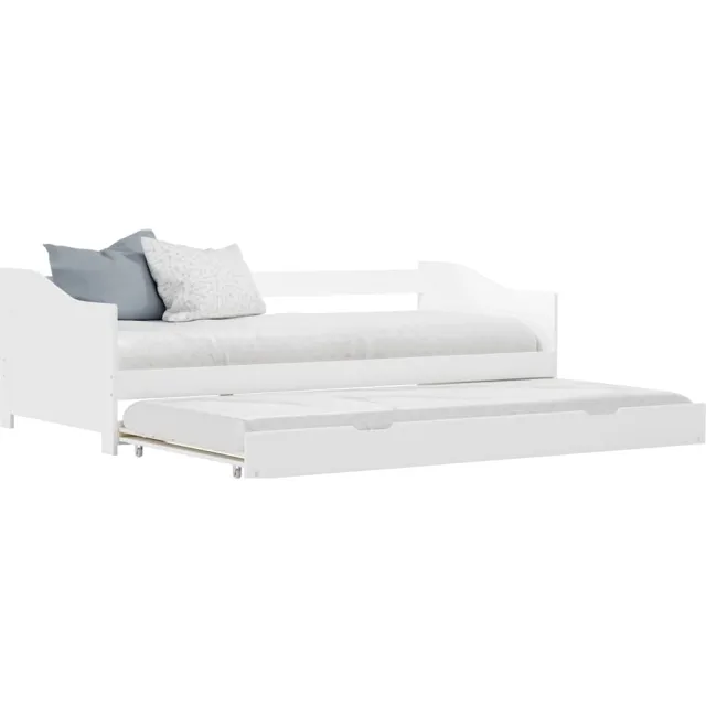 vidaXL Bedbank uittrekbaar grenenhout wit 90x200 cm