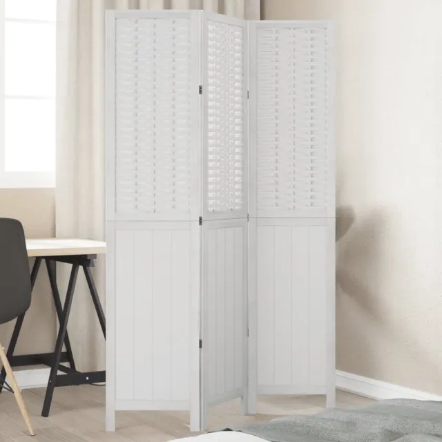 vidaXL Kamerscherm met 3 panelen massief paulowniahout wit, foto 2
