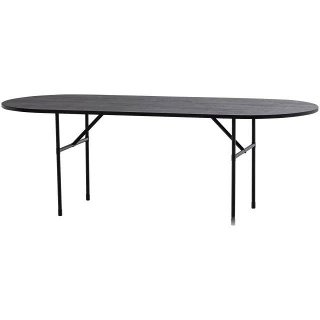 WOOOD Arthur Eettafel Ovaal Met H-Poot - Eikenhout - Zwart - 75x220x90 blacknight