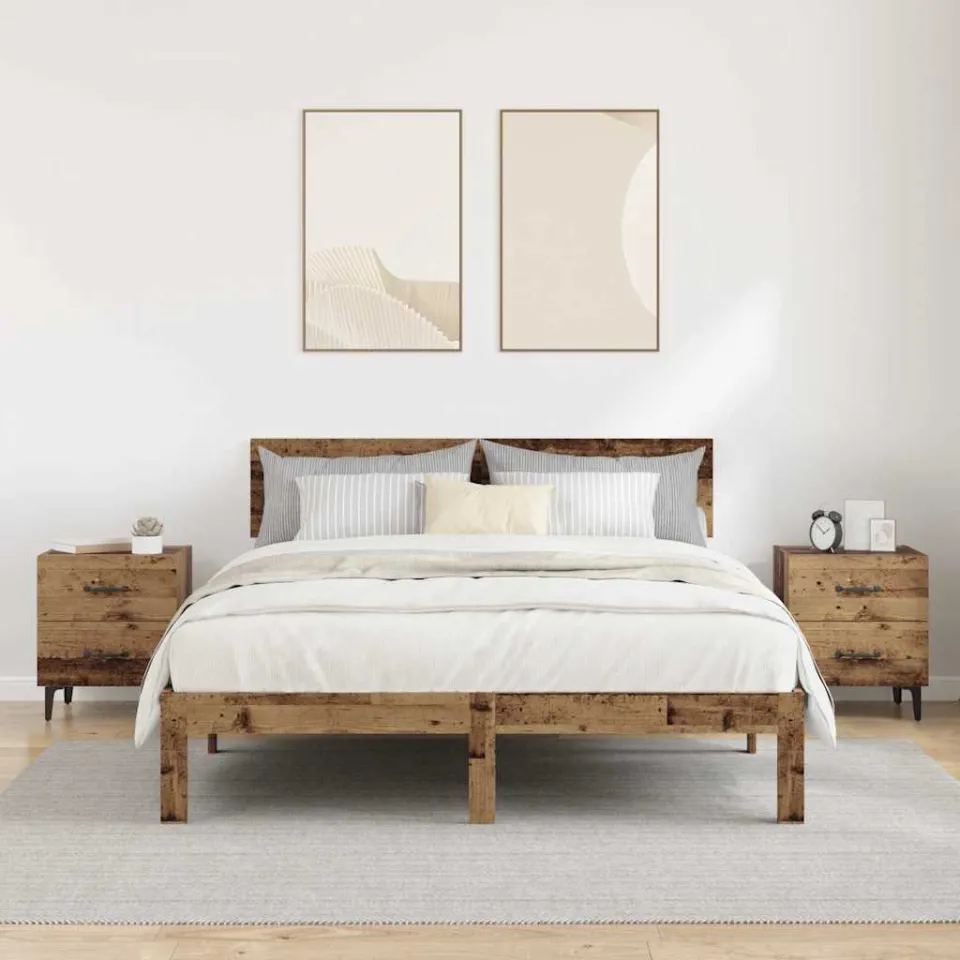 vidaXL Bed kast 2 st Oudhout 40 x 35 x 47,5 cm Bewerkt hout bruin, foto 4