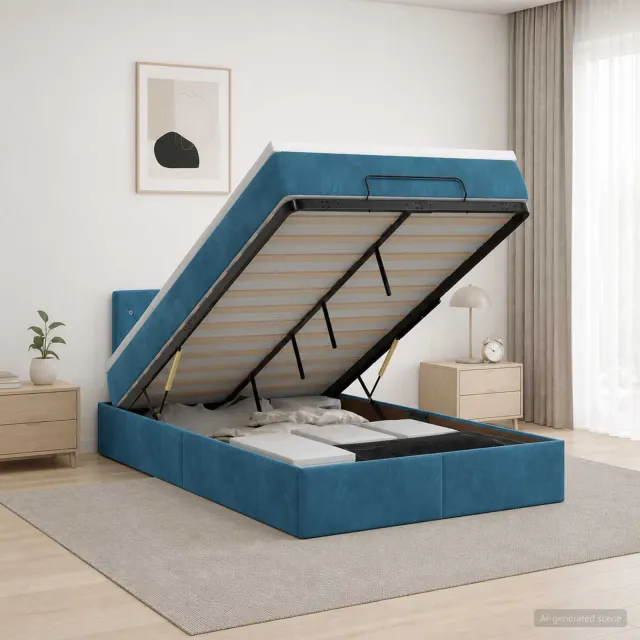 vidaXL Ottoman bed met matras Donkerblauw 120 x 190 cm Fluweel
