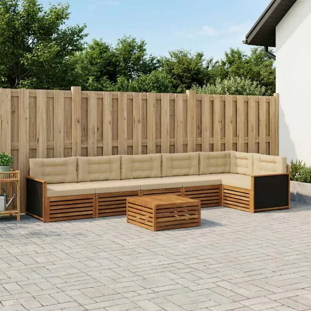 vidaXL Buiten bankenset 7 st 6-zits Natuurlijk en Beige