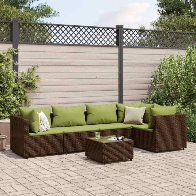 vidaXL 6-delige Loungeset met kussens poly rattan bruin, foto 2