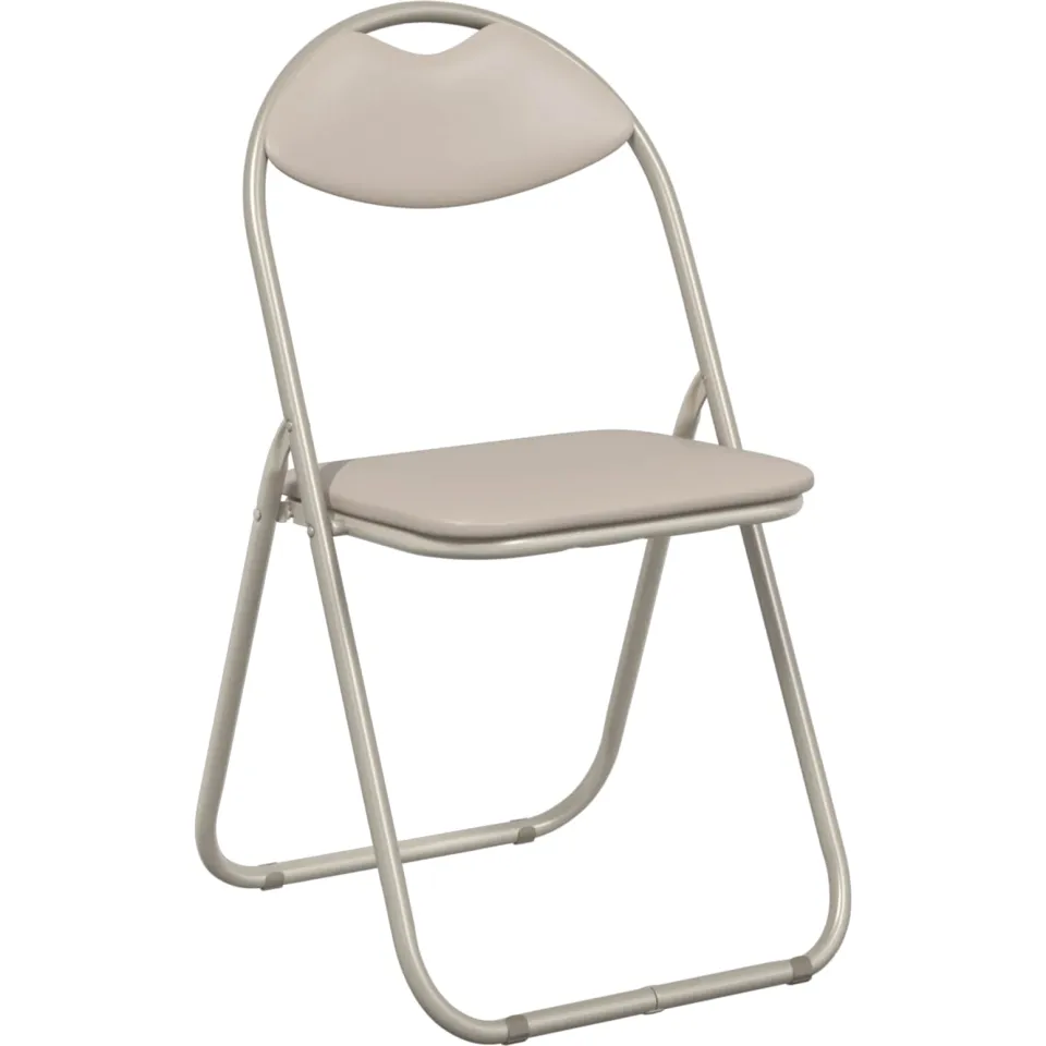 vidaXL Inklapbare stoel 8 st Nep Leer Zand 48 x 43,5 x 81 cm Beige