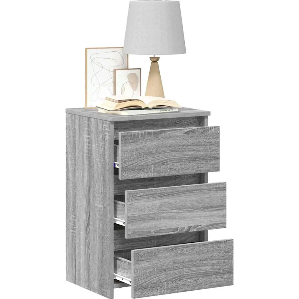 vidaXL Nachtkastjes 2 st 40x35x62,5 cm bewerkt hout grijs sonoma eiken