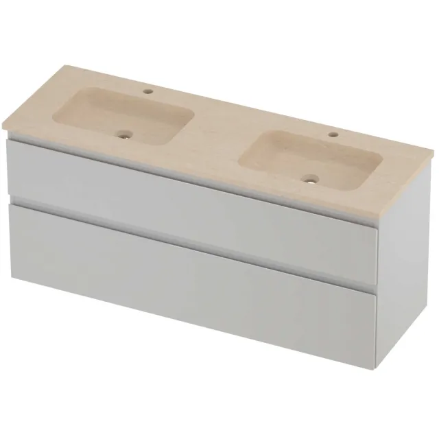 Proline Rollo Badmeubelset Hardsteen Elegant Dubbel 140x46x62 cm Sand Stone Glans Wit