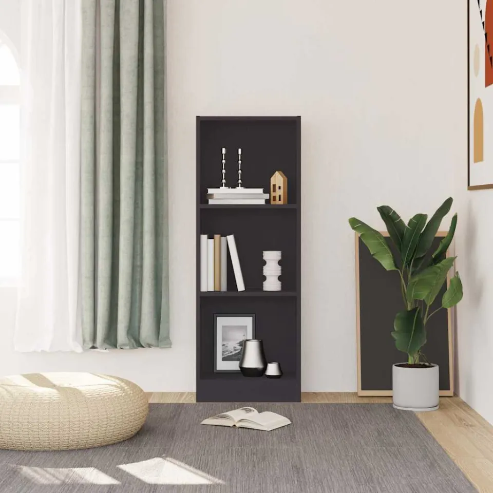 vidaXL Boekenkast met 3 schappen 40x24x109 cm bewerkt hout grijs, foto 2