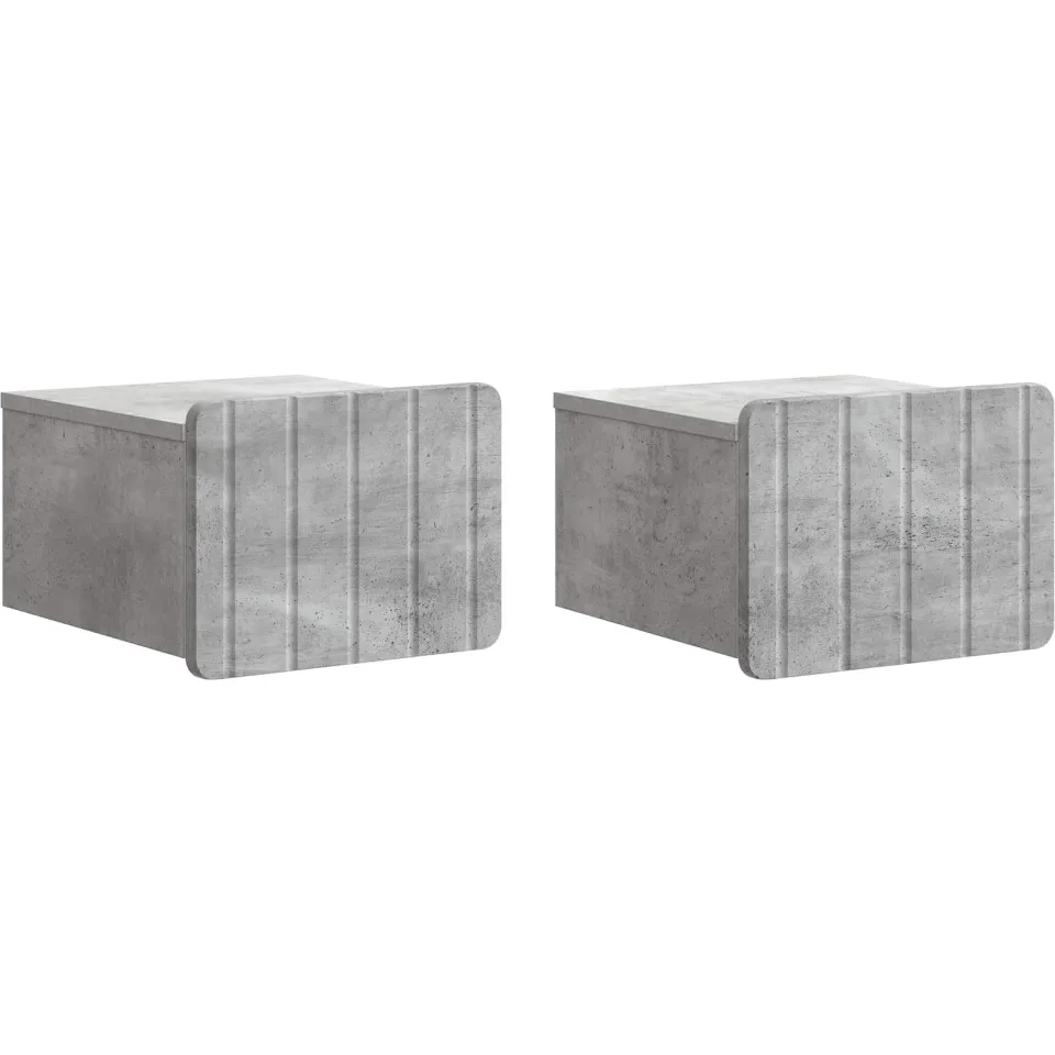 vidaXL Wandbeugel Bedkast 2 st Betongrijs 33 x 34,5 x 24 cm