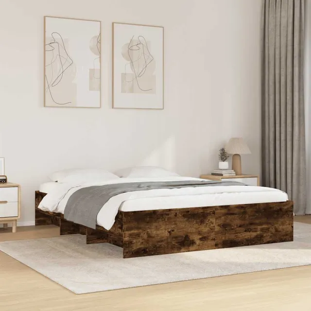 vidaXL Bedframe zonder matras hout gerookt eikenkleurig 160x200 cm