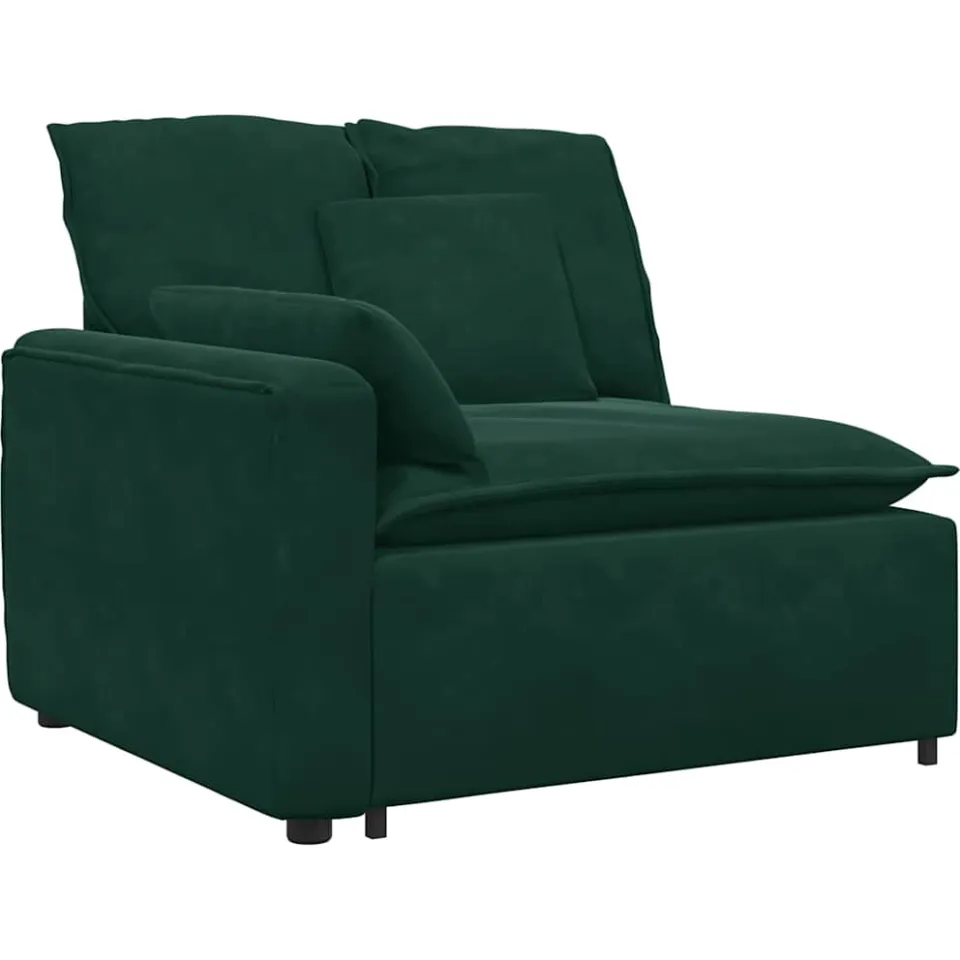 vidaXL Modulaire bank Armleuning eindmodule met kussens 100 cm groen, foto 3