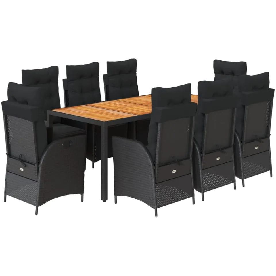 vidaXL 9-delige Tuinset poly rattan zwart, foto 3