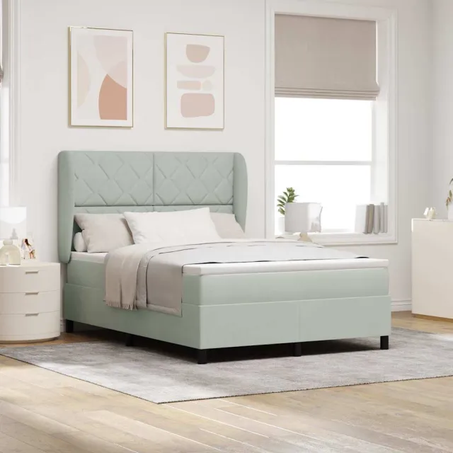vidaXL Boxspringbed met hoofdeinde Lichtgrijs 190 x 140 cm Fluweel