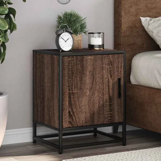 vidaXL Nachtkastjes 2 st 40x31x50cm bewerkt hout en metaal bruin eiken, foto 2