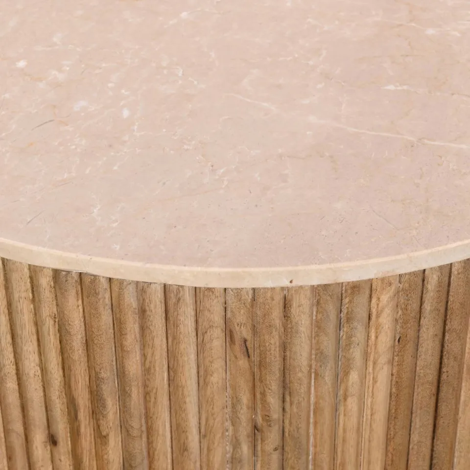 Giga Meubel Salontafel Davi - Rond - Naturel - Marmer - Ø70cm, foto 2