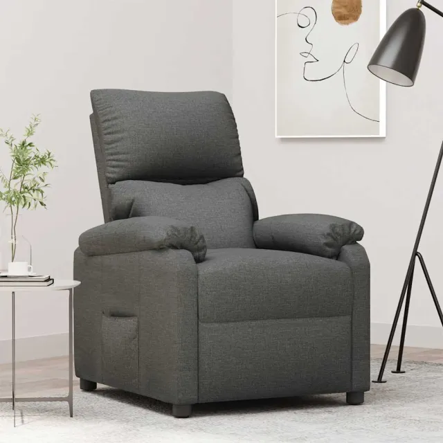 vidaXL Fauteuil verstelbaar stof donkergrijs grijs