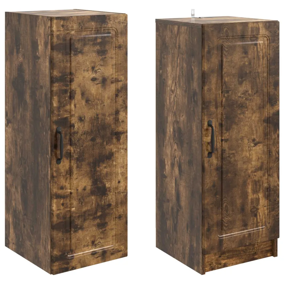 vidaXL Kastenset 2 st Gerookt eiken 33 x 34,5 x 87 cm Bewerkt hout, foto 4