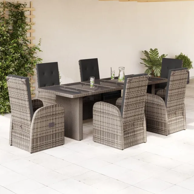 vidaXL 7-delige Tuinset met kussens poly rattan grijs, foto 2