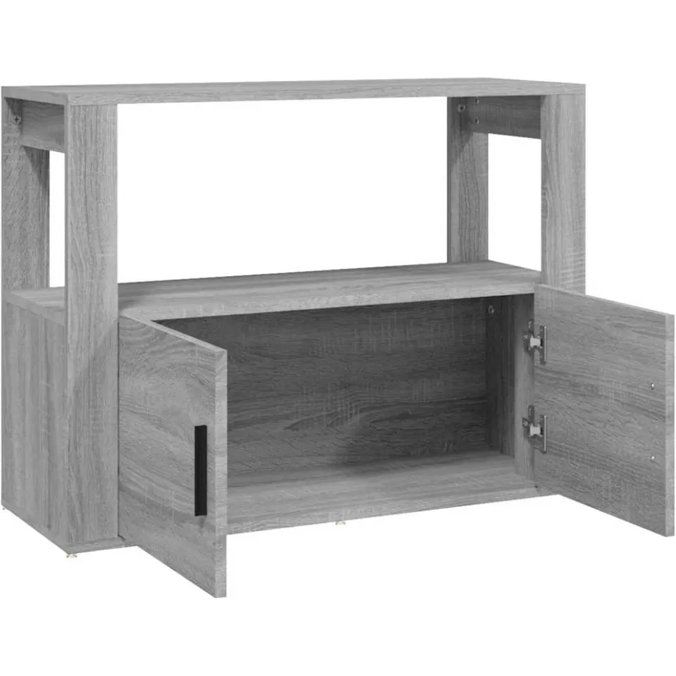vidaXL Dressoir 80x30x60 cm bewerkt hout grijs sonoma eikenkleurig, foto 4