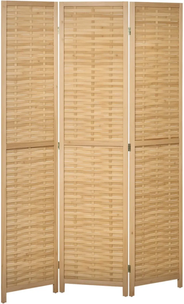 whiqutey Roomdivider - 3-Delig Klapwand - 120x170cm Van Bamboe - Voor Privac En Lichtbescherming - Voor Woonkamer En Kantoor - Natur Natuurlijk