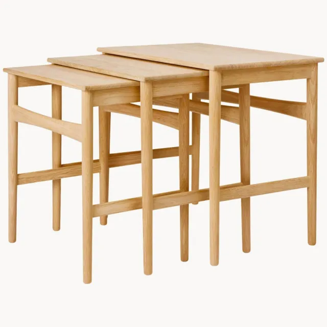 Carl Hansen & Søn Bijzettafels CH004 van eikenhout, 3-delig Bruin