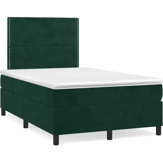 vidaXL Boxspring met matras en LED fluweel donkergroen 120x190 cm groen