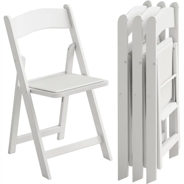 Lunpog Opvouwbare Tuinstoel met Houten Frame, Set van 4, Moderne Stoel voor Keuken, Kantoor, Feestjes, Keukenstoel wit