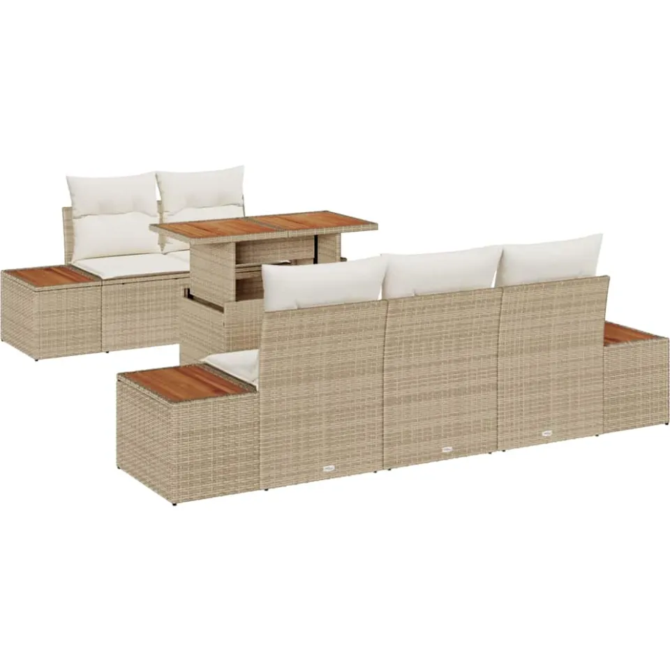 vidaXL Tuin Sofa Set 6 st Beige Poly riet