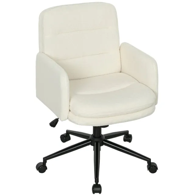OKWISH Bureaustoelen - Kantoorstoel Met Vijf Wieltjes En Kantelfunctie - Draaibaar En Hoogteverstelbaar Voor Thuiswerk - 65×61,5×101 cm - Polyester - Crèmewit