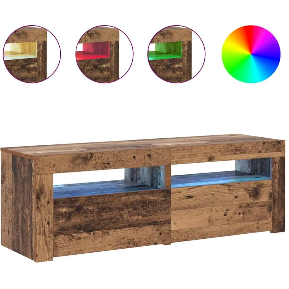 vidaXL Tv-meubel met LED 120x35x40 cm bewerkt hout oud hout bruin, foto 4