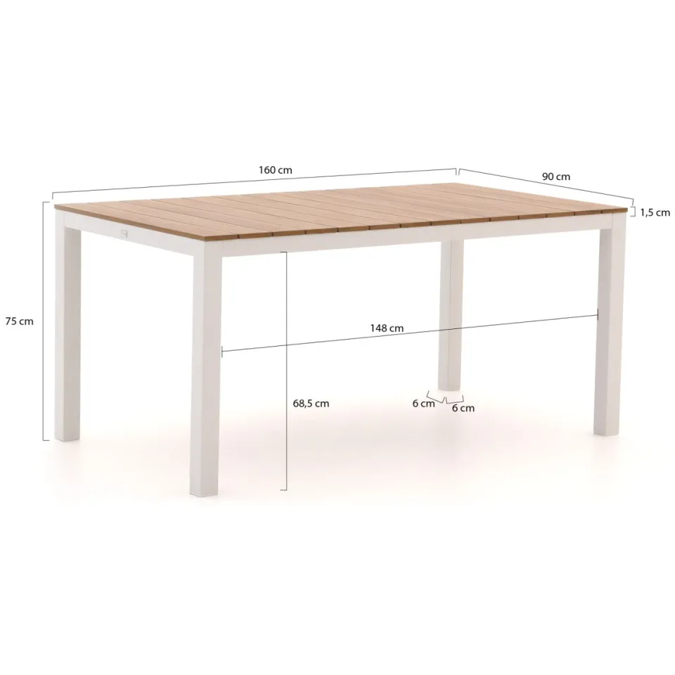 Forza Furniture Forza Altea/Fidenza 160cm dining tuinset 5-delig stapelbaar wit, foto 4