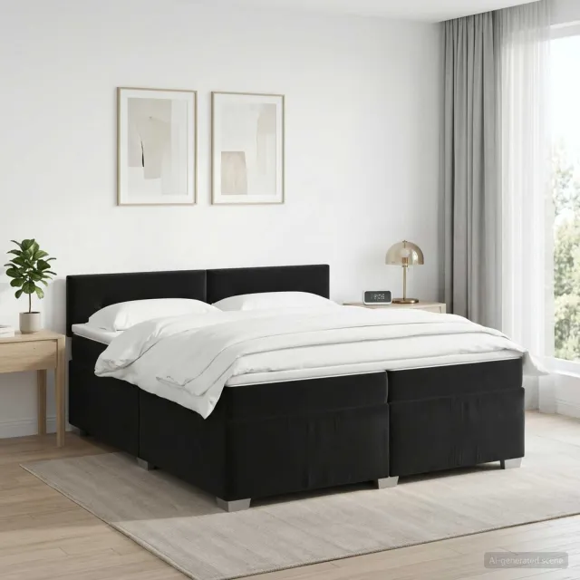 vidaXL Boxspringbed met matras Zwart 200 x 200 cm Fluweel