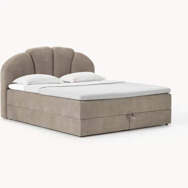 Westwing Collection Boxspring bed Romia met opbergruimte Taupe