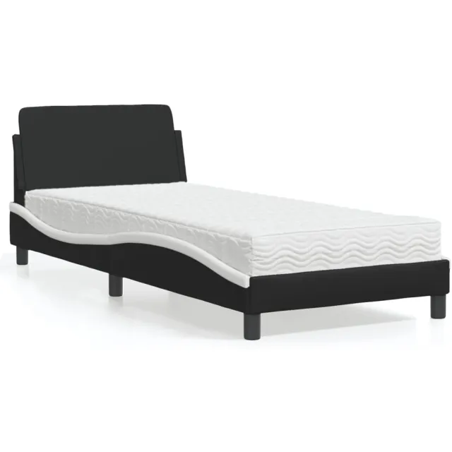 vidaXL Bed met matras "Dover" kunstleer zwart en wit 90x190 cm